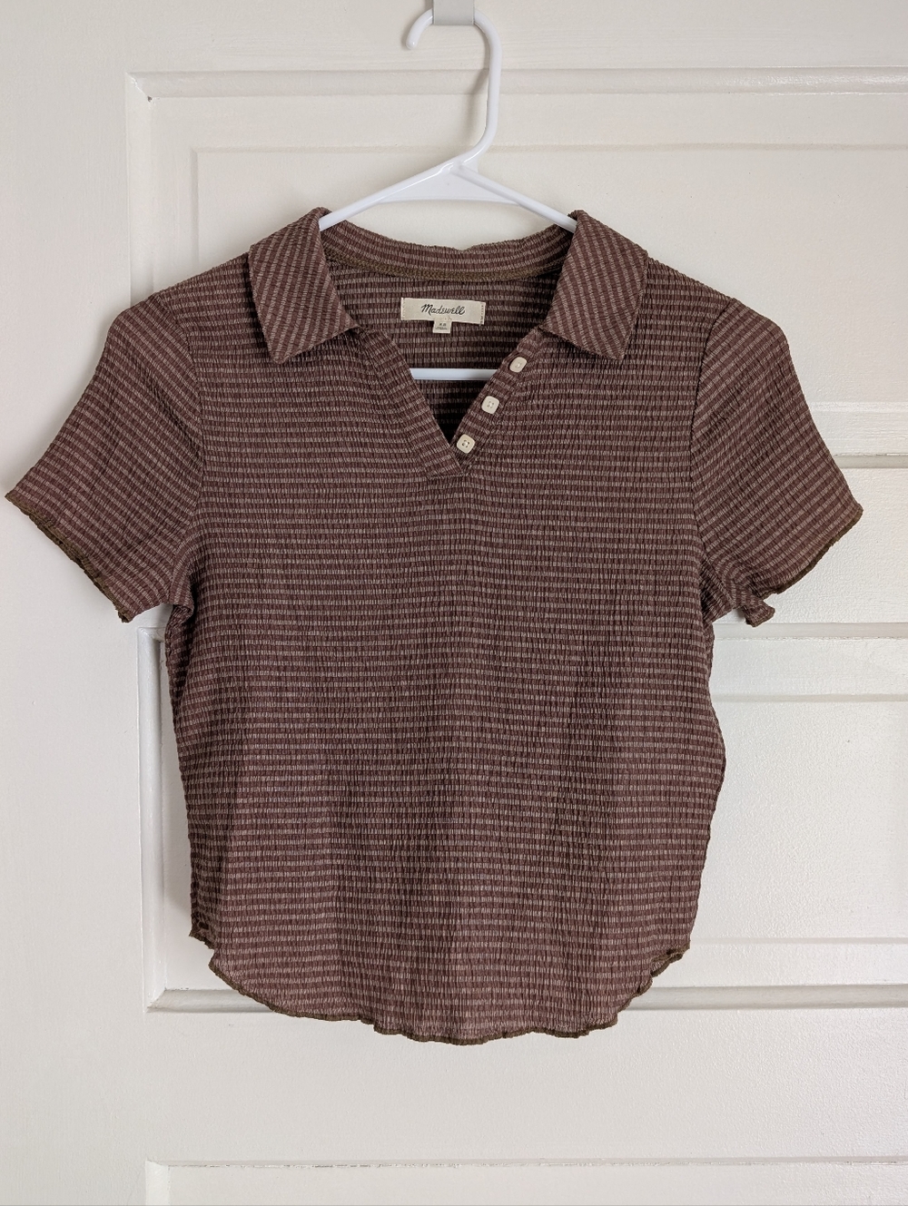 Madewell Crinkle Polo Crop Tee